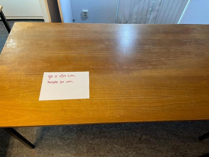 1 tafel 90x180 cm hoogte 74 cm bruin zwart, Huis en Inrichting, Bureaus, Gebruikt, Bureau, Ophalen