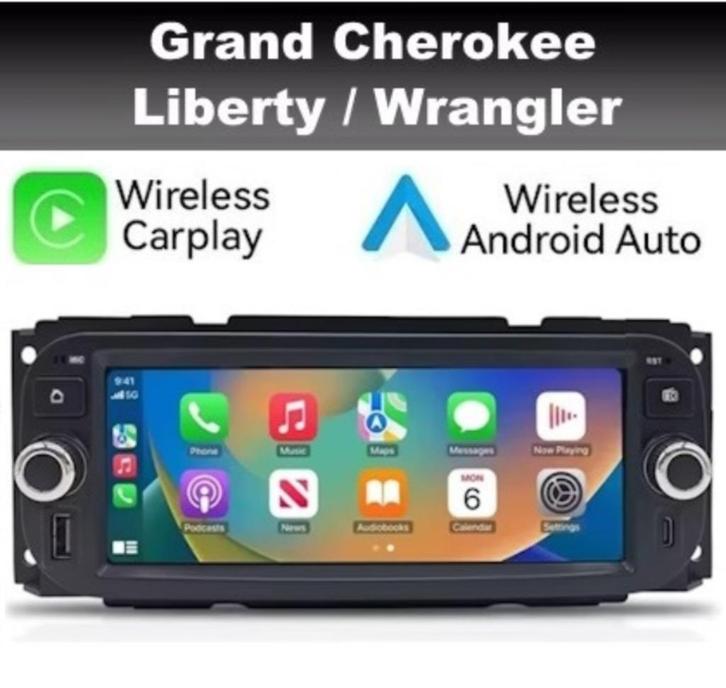 Jeep Cherokee Wrangler android 14 radio navigatie carplay, Auto diversen, Autoradio's, Nieuw, Ophalen of Verzenden