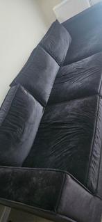 Zwarte bank met grote poef - snel ophalen!, Gebruikt, 300 cm of meer, 75 tot 100 cm, Ophalen of Verzenden