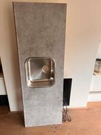Keukenblad met wasbak - Betonlook, Huis en Inrichting, Keuken | Keukenelementen, Gebruikt, 150 tot 200 cm, Ophalen of Verzenden