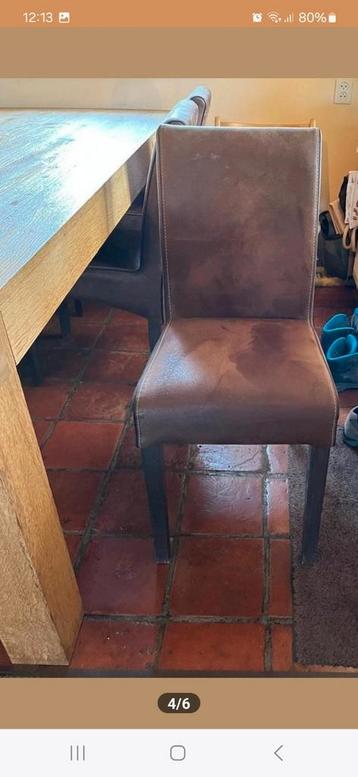 8 eetkamer stoelen bruin suede stof beschikbaar voor biedingen