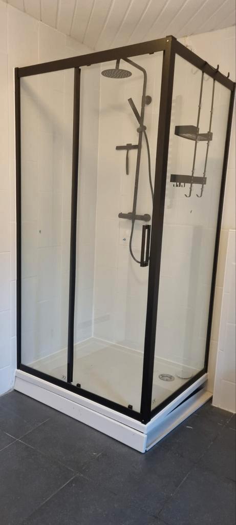 Nieuwe zwarte aluminium douchecabine. Ongebruikt., Doe-het-zelf en Verbouw, Sanitair, Nieuw, Douche, Glas, Ophalen
