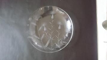 antiek vintage geslepen glas schaal distel schermbloem flora beschikbaar voor biedingen