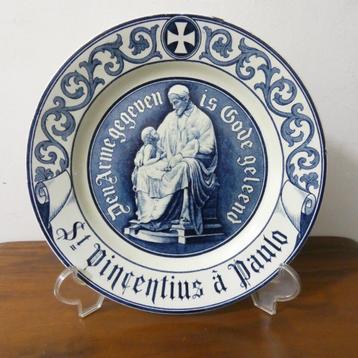 Antiek wandbord Heilige Vincentius a Paulo [1550] beschikbaar voor biedingen