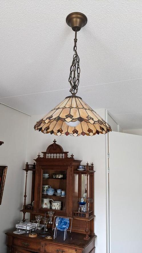 Glas in lood hamglamp, Huis en Inrichting, Lampen | Hanglampen, Zo goed als nieuw, Minder dan 50 cm, Glas, Ophalen of Verzenden