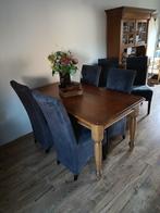 Eiken eetkamertafel met stoelen, Ophalen, Gebruikt, 4 tot 6 stoelen