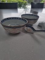 Chinese rijst/graankommetjes met lepels, Ophalen of Verzenden, Zo goed als nieuw, Kom(men), Overige stijlen