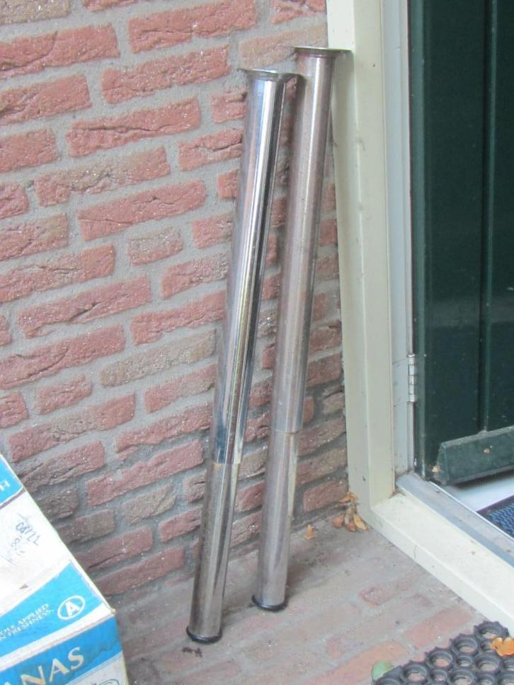 tafelpoten, chroom, lang, voor bar of hoge tafel., Huis en Inrichting, Tafelonderdelen, Gebruikt, Tafelpoot, 50 tot 100 cm, Minder dan 50 cm