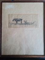 18e-eeuwse lithografie met een onduidelijke signatuur, Antiek en Kunst, Kunst | Etsen en Gravures, Ophalen of Verzenden