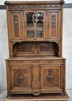 Hoge antieke buffetkast, 2 delen, 235hx150br, Ophalen