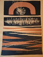 Abstracte Lino Snede 1939 onduidelijk Gesigneerd, Antiek en Kunst, Kunst | Etsen en Gravures, Ophalen of Verzenden