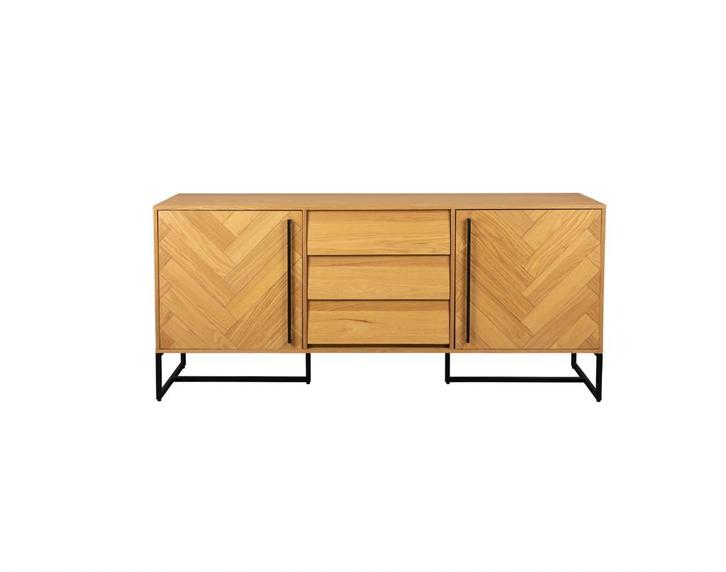 Dutchbone Class Dressoir Hoog Eikenhout Bruin | Van €1649 nu, Huis en Inrichting, Kasten | Dressoirs, Nieuw, 25 tot 50 cm, Eikenhout