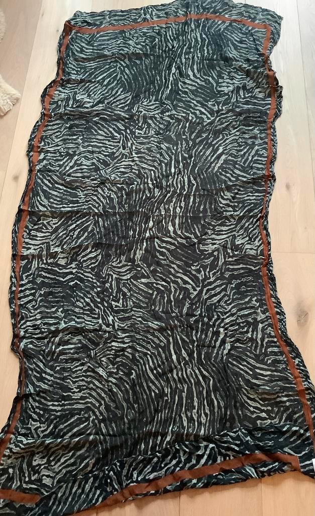 Sandwich Sjaal Groen/Bruin, Kleding | Dames, Mutsen, Sjaals en Handschoenen, Zo goed als nieuw, Sjaal, Ophalen of Verzenden