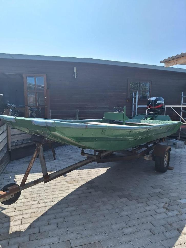 Monark Platbodem | 60PK Buitenboordmotor | Zeil & Trailer In, Watersport en Boten, Motorboten en Motorjachten, Zo goed als nieuw