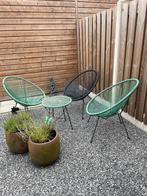 Loungestoel(en) draadstoel set met tafel groen zwart, Tuin en Terras, Tuinsets en Loungesets, Ophalen of Verzenden, 2 zitplaatsen