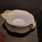 mooie brocante majolica fruittest met onderbord, Ophalen of Verzenden