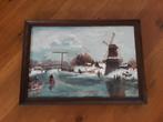 Schilderij Hollands Winterlandschap, Antiek en Kunst, Kunst | Schilderijen | Klassiek, Ophalen