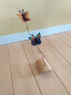 2 gevilte vlinders op tak blauw-oranje, Huis en Inrichting, Ophalen, Nieuw