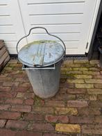 Vintage gegalvaniseerde emmer met deksel, Ophalen, Dweilemmer, -bak, of -wagen