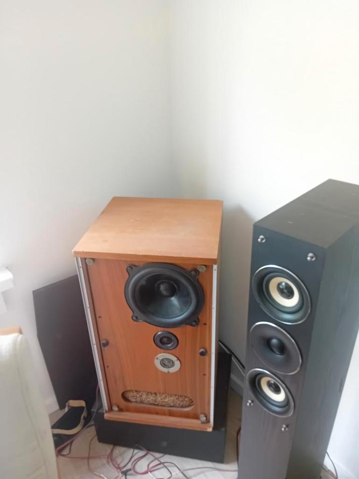 B&W DM 2A High end vintage luidsprekers (bowers and wilkins), Audio, Tv en Foto, Luidsprekers, Gebruikt, Front, Rear of Stereo speakers
