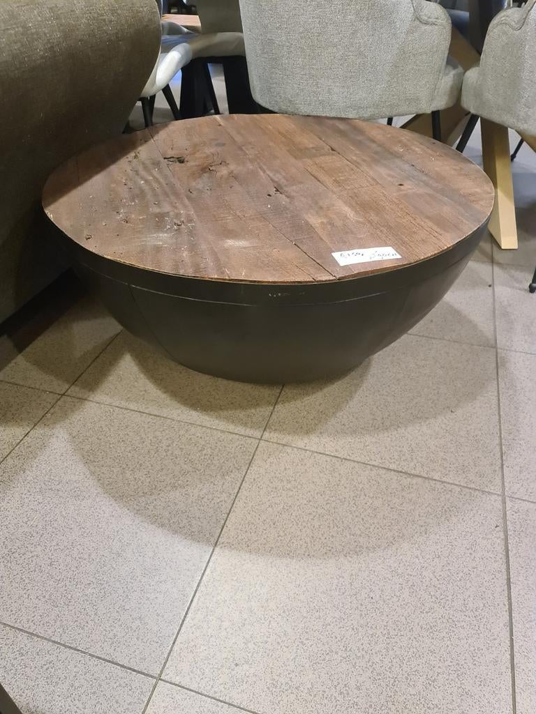 Nieuwe industriële salontafel teakhout metaal 90cm €150, Ophalen, ., Nieuw, .