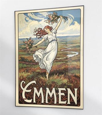 EMMEN Drenthe Retro Reis Travel Affiche Poster beschikbaar voor biedingen