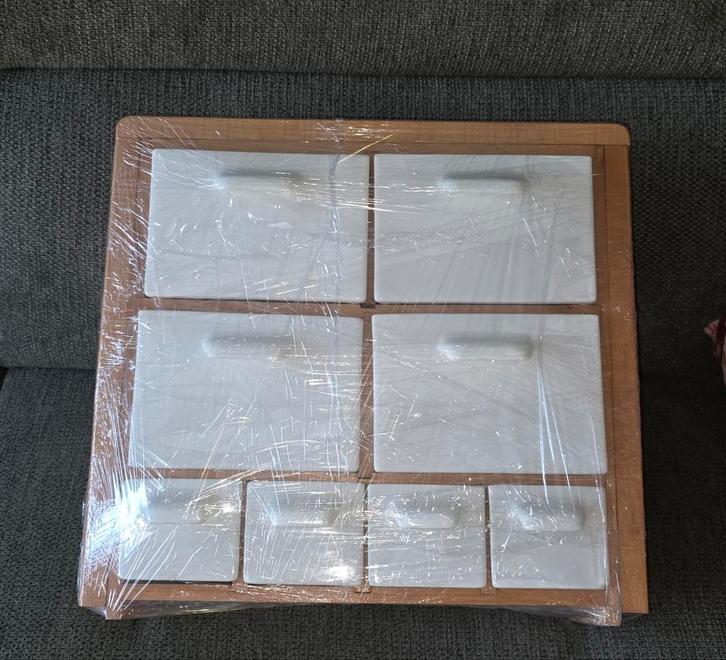 Houten kruidenkastje met emaille vakjes, Huis en Inrichting, Keuken | Keukenelementen, Zo goed als nieuw, Minder dan 100 cm, Minder dan 50 cm