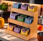 9 - delige houten theezakjes dispenser, Nieuw, Ophalen of Verzenden, Volgt, Volgt