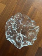 Kunstglazen schaal glas zwaar rib reliëf sculptuur, Ophalen of Verzenden