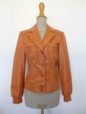 Oranje leren jas z.g.a.n. Vero Moda maat M (valt als 36) beschikbaar voor biedingen