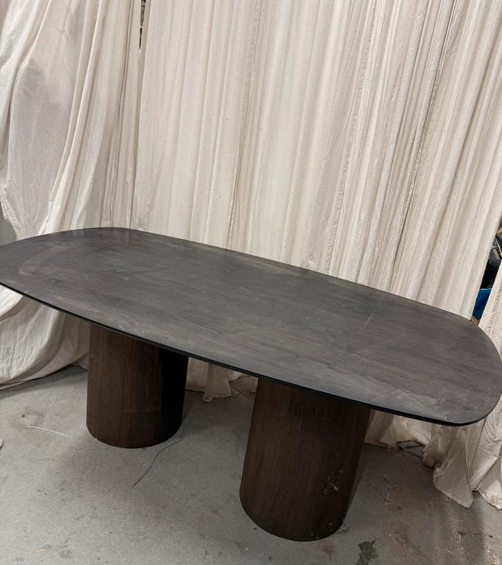 180 x 100 cm deens ovaal donker eiken eettafel, Huis en Inrichting, Tafels | Eettafels, Zo goed als nieuw, 100 tot 150 cm, 200 cm of meer