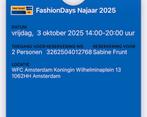 Ticket Fashion days, Tickets en Kaartjes, Twee personen, Oktober