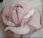 Roze Roos Schilderij 55x55cm, Antiek en Kunst, Kunst | Schilderijen | Klassiek, Ophalen