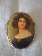 oude broche ovaal portret medaillon vrouw goede staat, Sieraden, Tassen en Uiterlijk, Broches, Overige materialen, 4 tot 7 cm