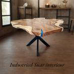 Industriële suar (epoxy)boomstam eettafel rond 130 cm., Huis en Inrichting, Tafels | Eettafels, Metaal, Rond, Nieuw, Ophalen of Verzenden