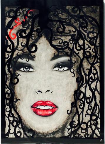 Schilderij -1400x1000mm - "hair" - metaal - exclusief  beschikbaar voor biedingen
