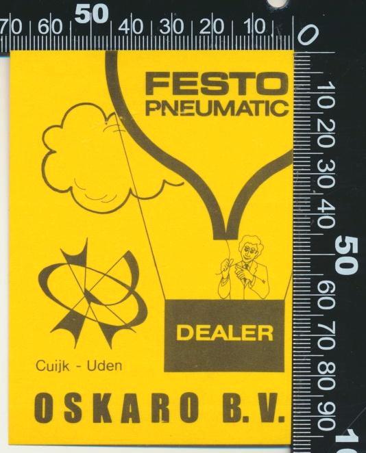 Sticker: Oskaro - Festo Pneumatic - Cuijk - Uden, Verzamelen, Stickers, Zo goed als nieuw, Bedrijf of Vereniging, Verzenden