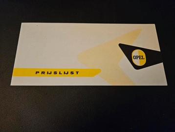 Prijslijst Opel 1960 beschikbaar voor biedingen