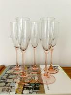 5x vintage Luminarc France champagne glazen roze voet, Ophalen of Verzenden, Zo goed als nieuw, Overige typen