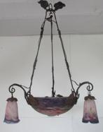 supergrote Muller freres lamp luster met smeedijzer 15, Antiek en Kunst, Ophalen