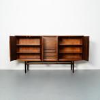 Vintage Deens Dressoir in palissander hout, Gebruikt, Ophalen of Verzenden, 200 cm of meer, Met lade(s)