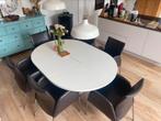 6 lederen stoelen, Ophalen of Verzenden, Zo goed als nieuw, Bruin, Twee