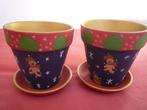 (NIEUW) 2 BERENPOTJES MET SCHOTELS, TERRACOTTA HOOG 13 CM, Tuin en Terras, Bloempotten, Rond, Nieuw, Binnen, Ophalen of Verzenden