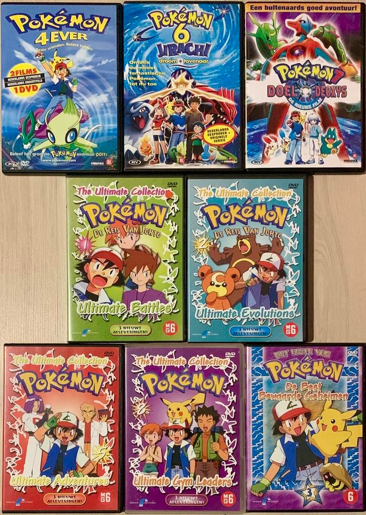8 DVD's Pokémon, Gebruikt, Tekenfilm, Ophalen of Verzenden, Alle leeftijden