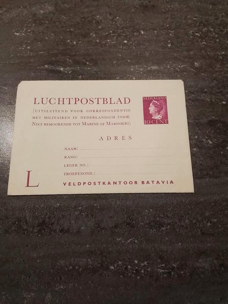 Heel klein Luchtpostblad Nederlands Indië/ Batavia aangebode, Postzegels en Munten, Brieven en Enveloppen | Nederland, Briefkaart