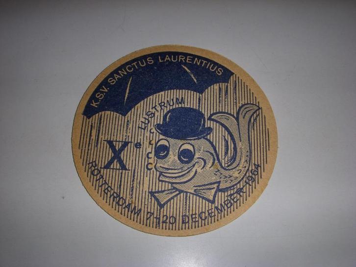 Viltje Oranjeboom bier K.S.V Sanctus Laurentius R'dam 1964, Verzamelen, Biermerken, Gebruikt, Viltje(s), Oranjeboom, Ophalen of Verzenden