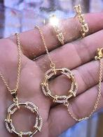 Gouden kleur sieraden set met strass, Overige materialen, Nieuw, Ophalen of Verzenden, Goud