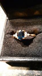 18k Gouden Ring Saffier & Diamant - Maat 17, Sieraden, Tassen en Uiterlijk, Ringen, Ophalen of Verzenden, Zo goed als nieuw, 17 tot 18