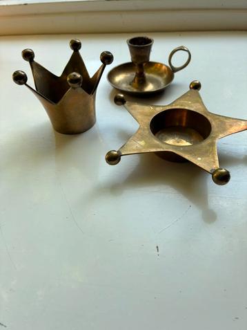 Vintage messing waxinelichtjes kandelaartje beschikbaar voor biedingen