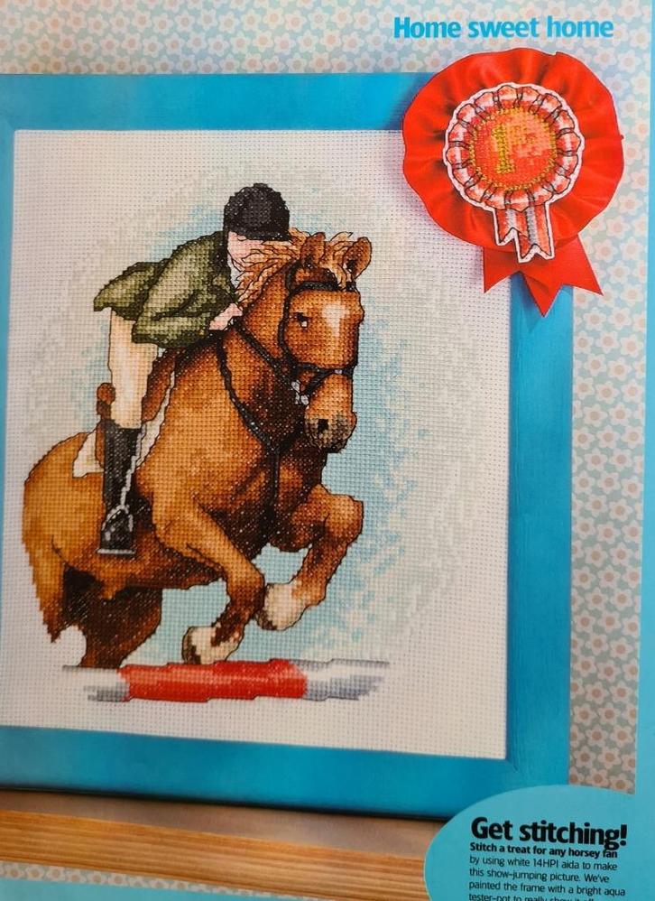 Paarden sport ruiter 3 borduurpatronen, Hobby en Vrije tijd, Borduren en Borduurmachines, Nieuw, Patroon, Handborduren, Ophalen